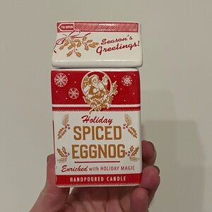 Ceramic eggnog carton vintage style mini container. Former candle-